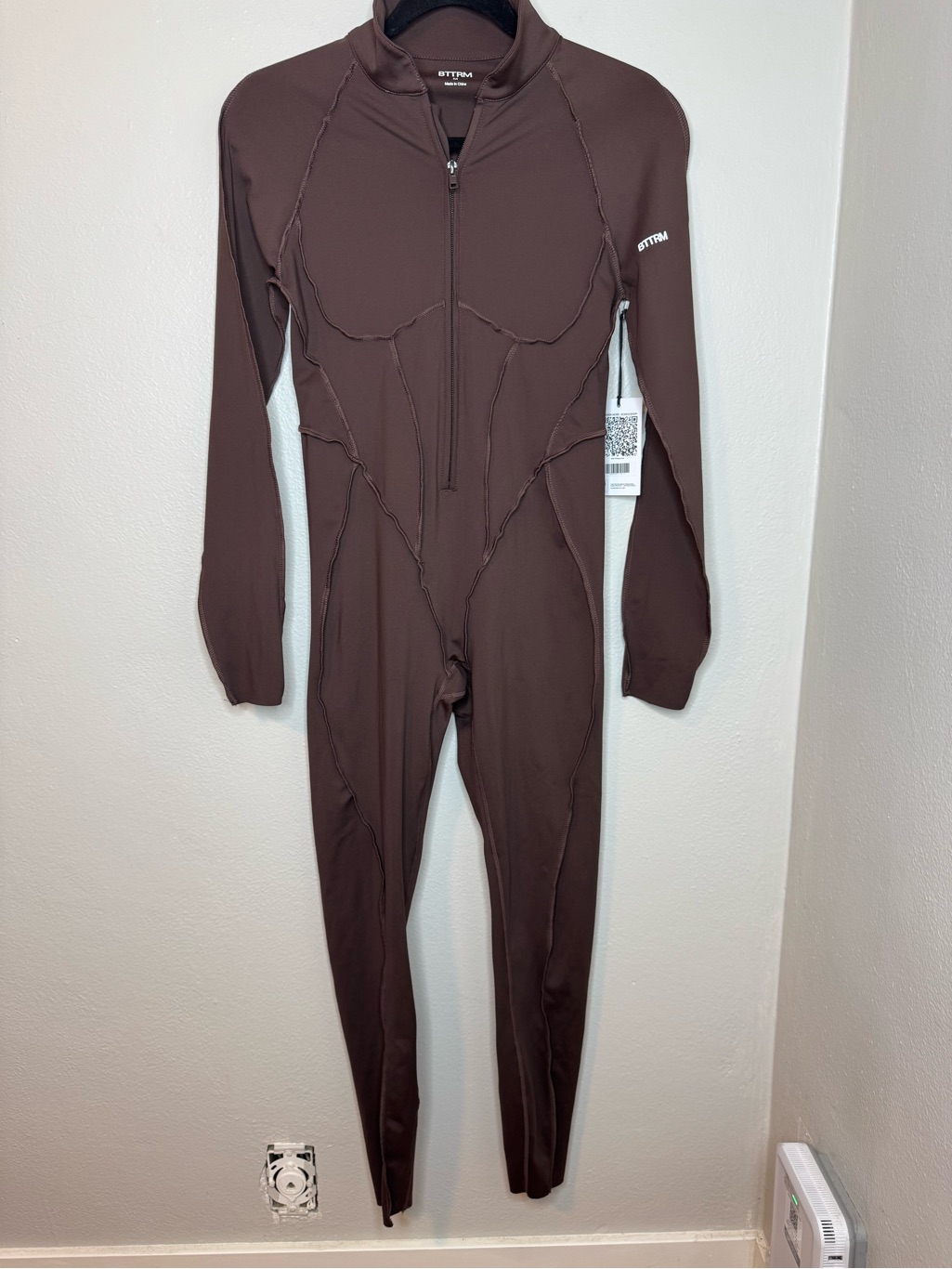 Nwt Betterme Bttrm Full-Length Catsuit Long Sleeve Jumpsuit Chocolate Brown — image 3 of 8